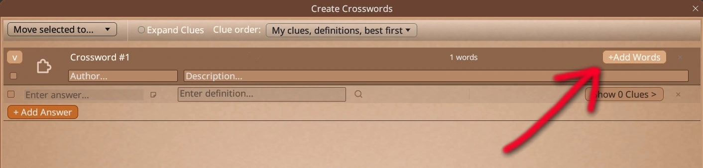 blank crossword step 1
