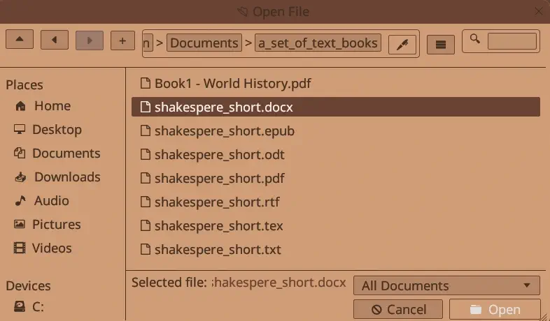 open a document